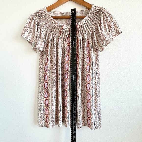 Macy's Style & Co Womens Top Pleated Neckline Stretch Relaxed Fit Paisley Sz S - Picture 7 of 8